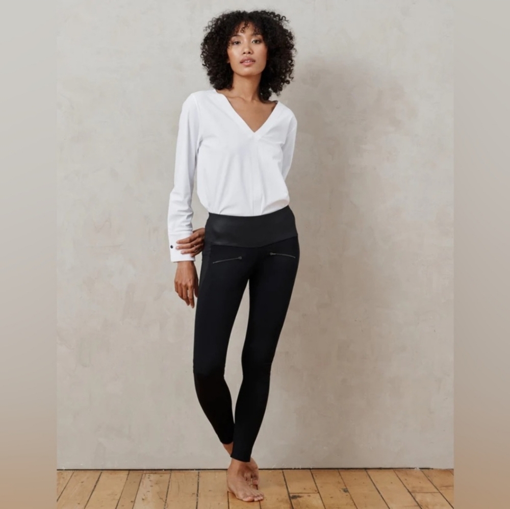 ADay Throw & Roll Leggings Zip Faux Leather Workout Active Casual Small